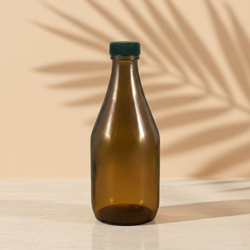 Amber Color Drop Shape Glass Bottle With Metal or Plastic Cap