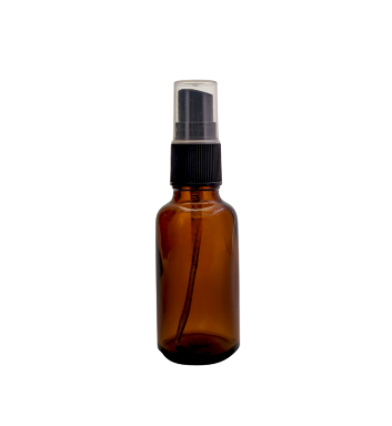 Amber Glass refillable Round Bottle with Mist Spray Pump