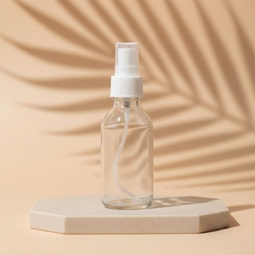 Clear Glass Refillable Round Bottle With Mist Spray Pump