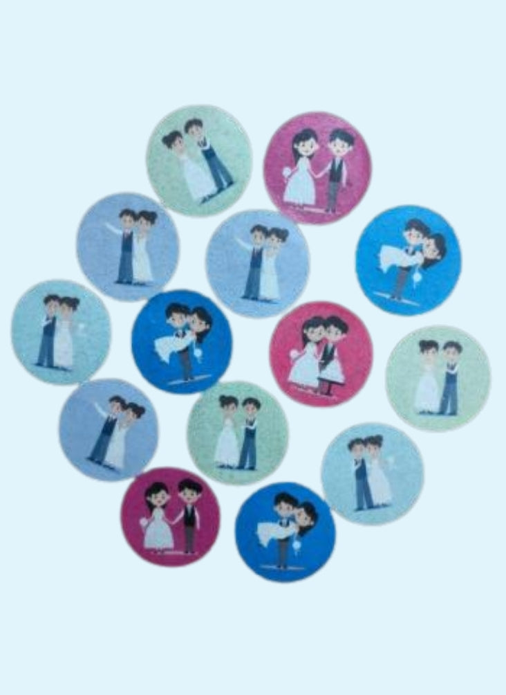 Edible Wafer Couple, Wedding Theme